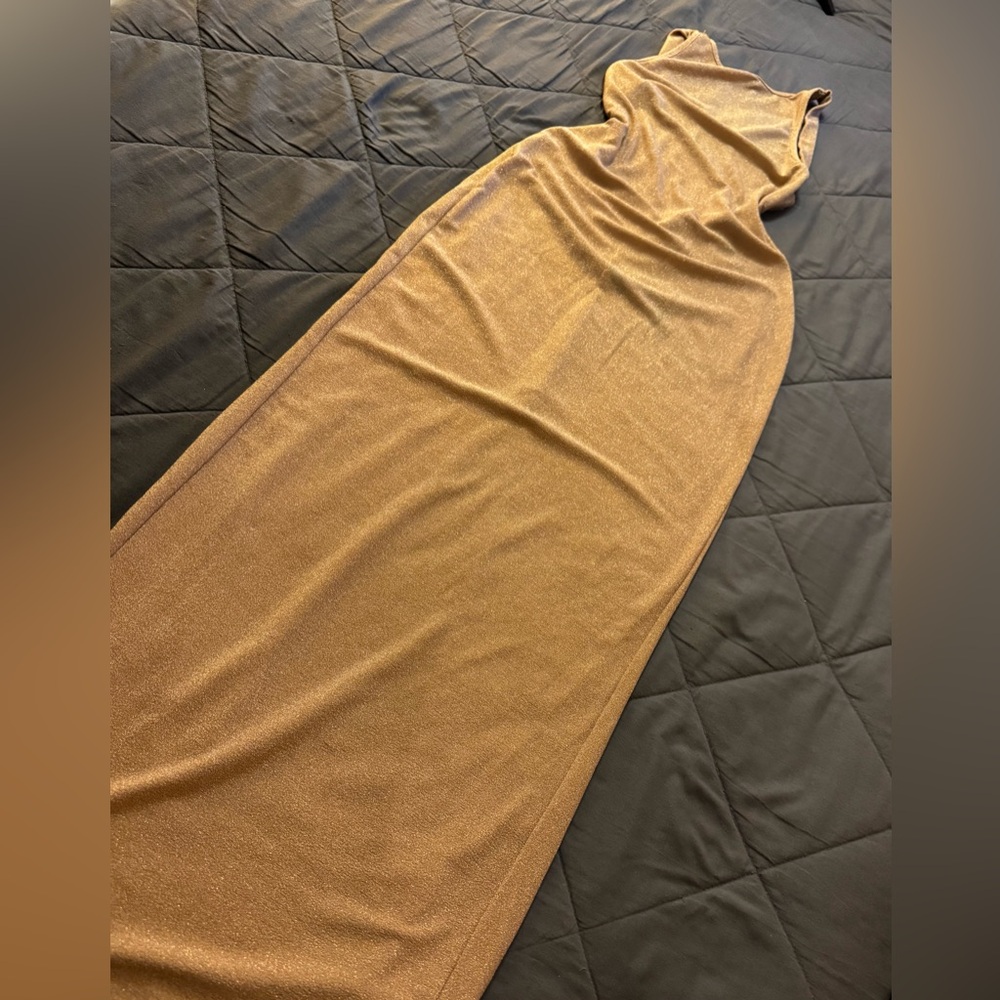 SHEIN Sheer Gold Bikini Cover Up Backless Dress - Picture 6 of 15